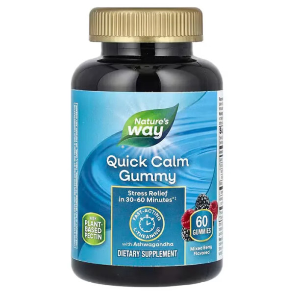 Заспокійлива з ашвагандою, Quick Calm Gummy, Nature's Way, зі смаком ягід, 60 жувальних цукерок
