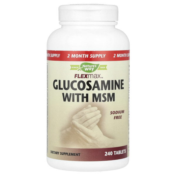 Глюкозамін з МСМ, Flexmax™, Glucosamine with MSM, Nature's Way, без натрію, 240 таблеток