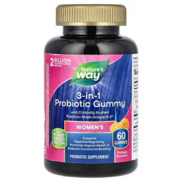 Пробіотики для жінок 3-в-1, Women's Probiotic Gummy, Nature's Way, зі смаком апельсина, 2 млрд КУО, 60 жувальних цукерок (1 млрд КУО на цукерку)