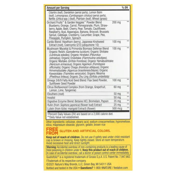 Мультивітаміни, Alive! Max3 Potency Multivitamin, Nature's Way, 3 в день