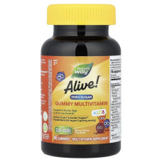 Мультивітаміни для дітей віком від 2 років, Alive!® Kids Zero Sugar Gummy Multivitamin Nature's Way, без цукру, смак ягідно-цитрусовий, 40 жувальних цукерок