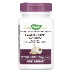 Гарліцин, Nature's Way Garlicin Cardio, без запаху, 180 таблеток