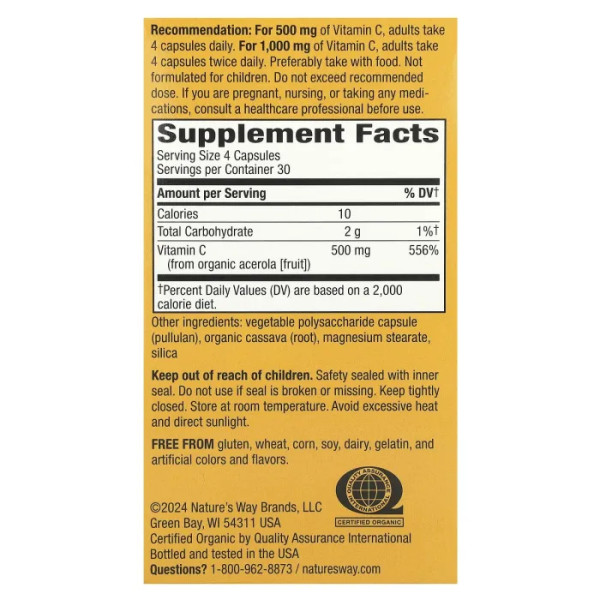 Вітамін С Alive!, Vitamin C, Nature's Way, 120 веганських капсул (125 мг в 1 капсулі)