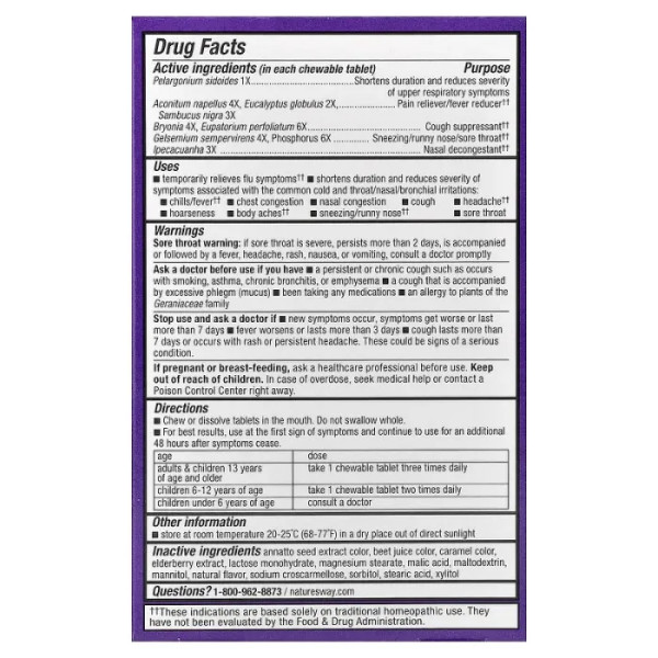 Чорна бузина для дітей від 6 років і старше, Sambucus, Cold + Flu Relief, Nature's Way, від застуди та грипу, зі смаком ягід, 20 жувальних таблеток