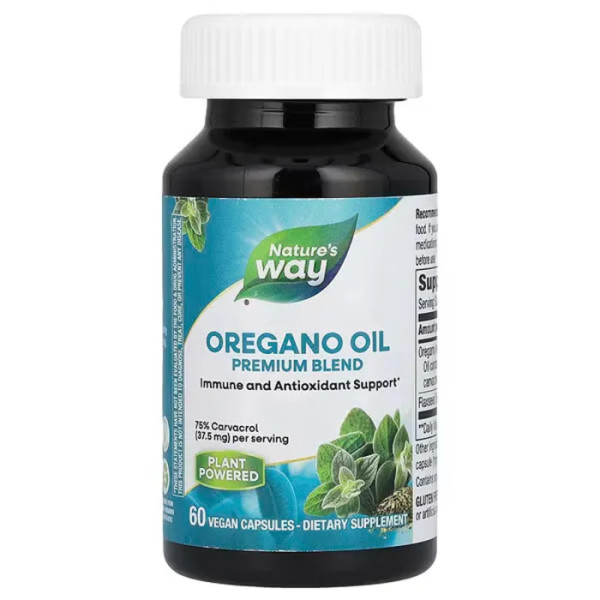 Масло орегано, Oregano Oil, Nature's Way, премиальная смесь, 60 веганских капсул