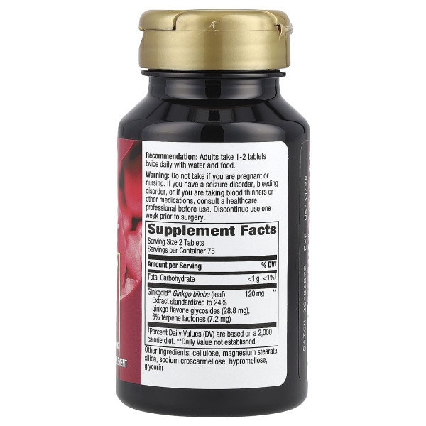 Гінкго Білоба, Advanced Ginkgo Extract, Nature's Way, пам'ять та концентрація, 150 таблеток (60 мг в 1 таблетці)