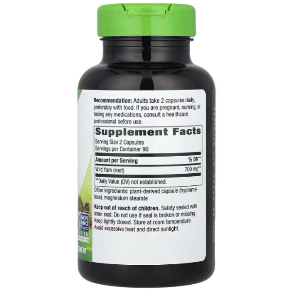 Дикий ямс, Wild Yam, Nature's Way, корінь, 700 мг, 180 веганських капсул (350 мг в капсулі)