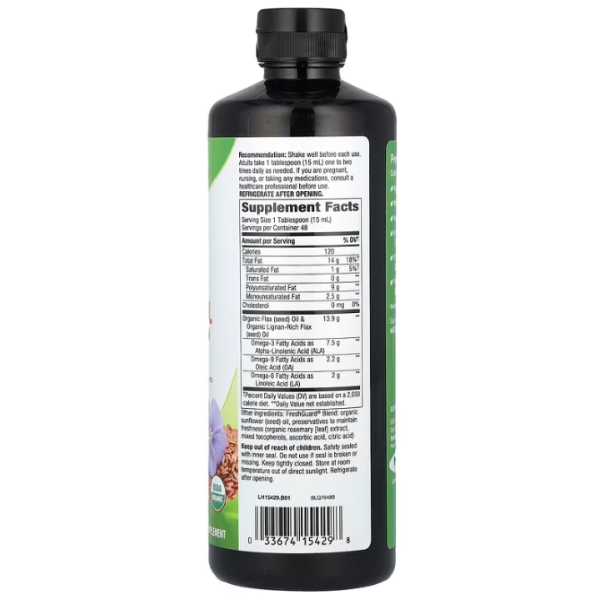 Лляна олія, Organic Flax Oil, Nature's Way, лігнан, органік, 720 мл