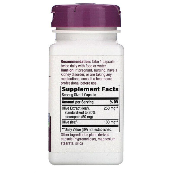 Екстракт листя оливи, преміум, (20% олеуропеїну), Olive Leaf, Nature's Way, 250 мг, 60 веганських капсул