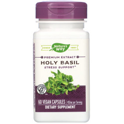 Базилик священный 450 мг, Nature's Way Holy Basil, стандартизированный, 60 веганских капсул