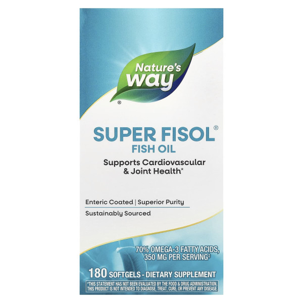Риб'ячий жир у капсулах, Super Fisol® Fish Oil, Nature's Way, 350 мг, 180 гелевих капсул