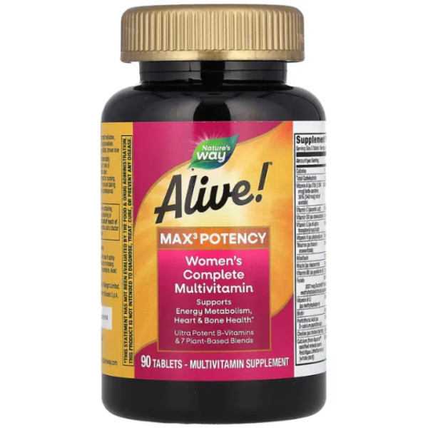 Витамины для женщин, Alive, Women's Complete Multivitamin, Nature's Way, полный мультивитаминный комплекс, 90 таблеток