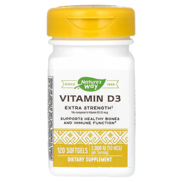 Вітамін D3, Vitamin D3, Nature's Way, підвищена сила, 50 мкг (2000 МО), 120 капсул