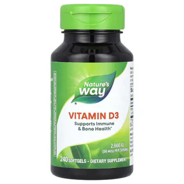 Витамин D3, Vitamin D3, Nature's Way, 50 мкг (2000 МЕ), 240 гелевых капсул