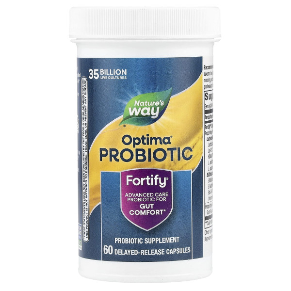 Пробіотики для комфорту кишечника, Optima® Probiotic, Fortify®, Nature's Way, 35 млрд, 60 капсул з відстроченим вивільненням