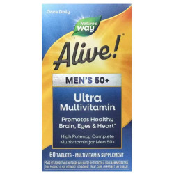 Витамины для мужчин 50+, Alive! Men's 50+ Ultra Potency, Nature's Way, 60 таблеток
