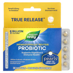 Пробиотик 1 млрд, Nature's Way Primadophilus Reuteri Pearls, 30 гелевых капсул