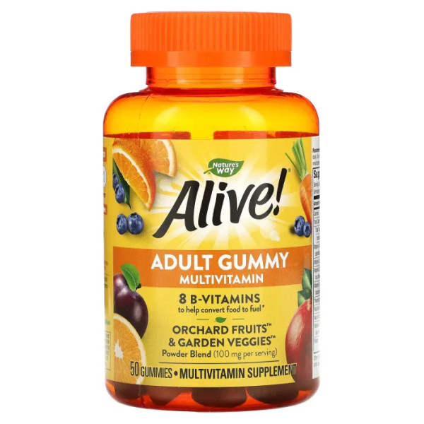 Мультивітаміни для дорослих, Multi-Vitamin Gummies, Nature's Way, Alive!, фрукти, 50 жувальних цукерок