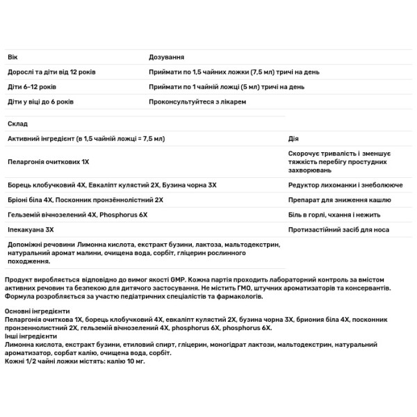 Сироп від застуди та грипу з бузиною, Cold+Flu Relief Syrup, Elderberry, Umcka®, Nature's Way, для дітей віком від 6 років, смак ягід, 120 мл