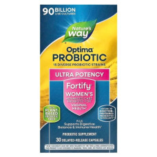 Пробіотики з пребіотиками для жінок 90 млрд КУО, Nature's Way Women's Probiotic + Prebiotics Fortify Optima, 30 капсул з відстроченим вивільненням