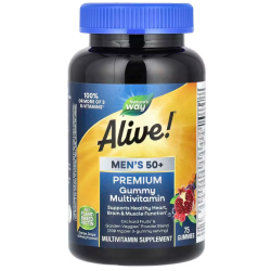 Мультивитамины для мужчин 50+, Alive! Men's Multi-Vitamin Multi-Mineral, Nature's Way, жевательные со вкусом апельсина, винограда и вишни, 75 штук