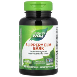 Слизький в'яз 1600 мг, Nature's Way Slippery Elm Bark, 100 веганських капсул (400 мг на капсулу)
