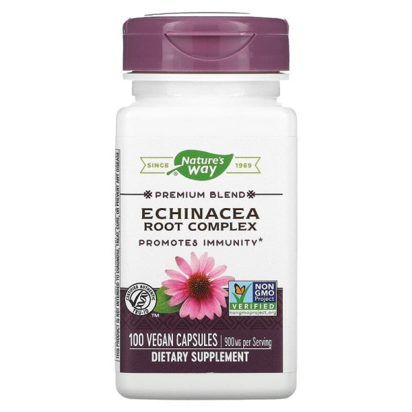 Ехінацеї комплекс, Echinacea Root Complex, Nature's Way, 900 мг, 100 веганських капсул (450 мг у 1 капсулі)