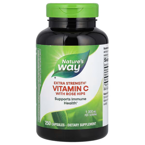 Вітамін C з шипшиною, Vitamin C with Rose Hips, Nature's Way, підвищеної сили, 250 капсул