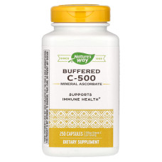 Вітамін C-500, Nature's Way Buffered C, буферизований, 500 мг, 250 капсул.