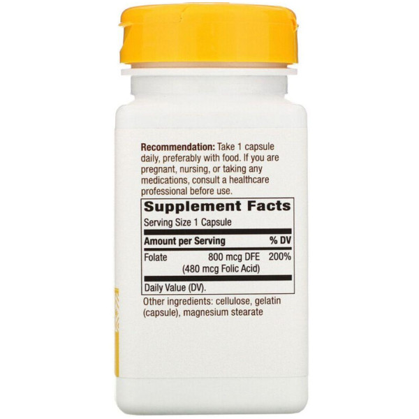 Фолієва кислота, Folate, Nature's Way, 800 мкг, 100 капсул