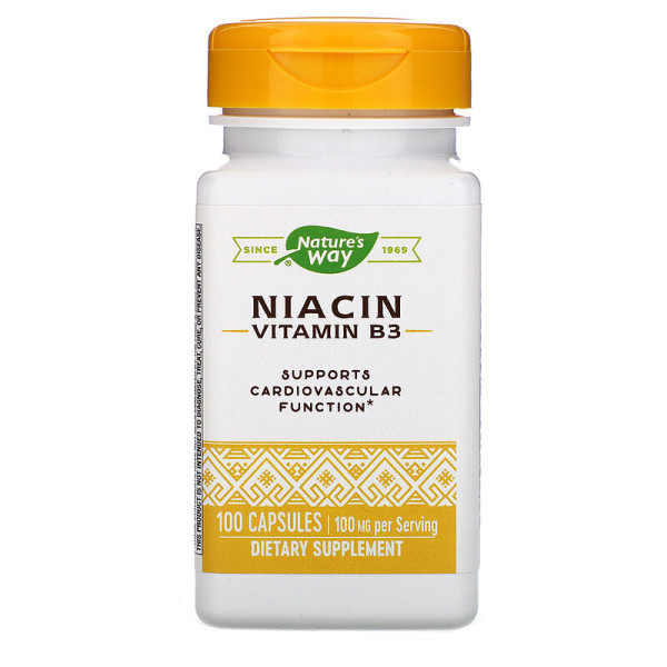 Вітамін В3, Niacin, Nature's Way, 100 мг, 100 капсул