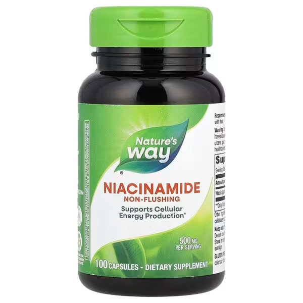 Вітамін В3, Niacinamide, Nature's Way, 500 мг, не викликає почервоніння, 100 веганських капсул