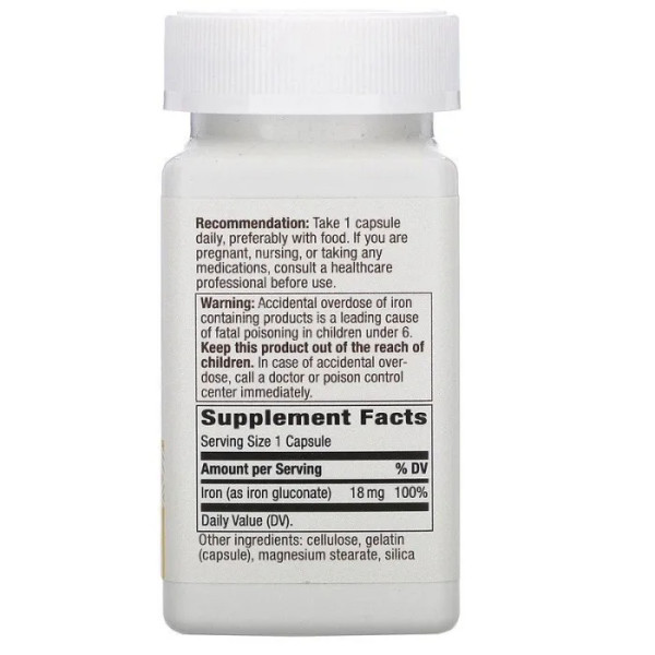 Залізо, Iron, Nature's Way, 18 мг, 100 капсул