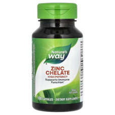 Хелат цинка 30 мг, Nature's Way Zinc Chelate, 100 капсул