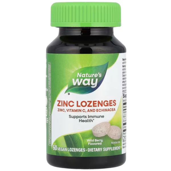 Глюконат цинку, Zinc Lozenges, Nature's Way, ягідний смак, 60 пастилок