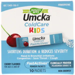 Засіб від застуди та кашлю для дітей, смак вишні, Nature's Way Umcka ColdCare Kids, 10 пакетиків
