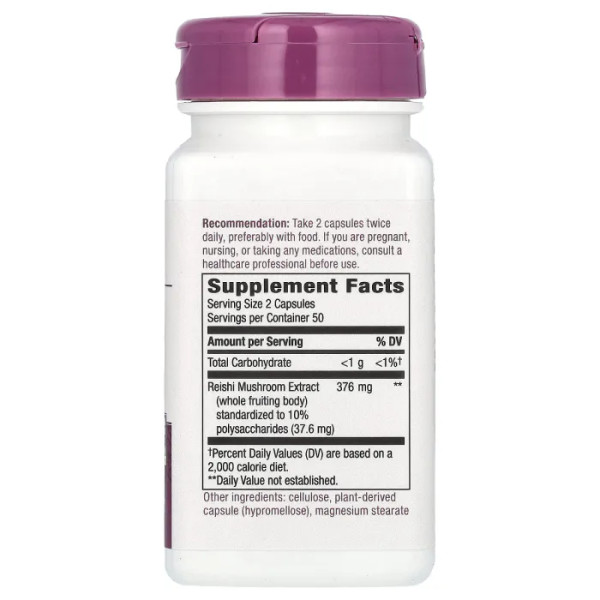 Грибы рейши лечебный, Reishi, Nature's Way, стандартизированный, 376 мг, 100 капсул