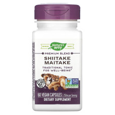 Грибы шиитаке и майтаке 250 мг, Shiitake Maitake Nature's Way, 60 веганских капсул
