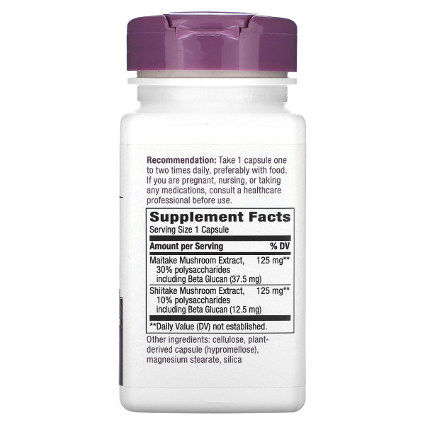 Шіїтаке майтаке, Shiitake Maitake, Nature's Way, 250 мг, 60 веганських капсул