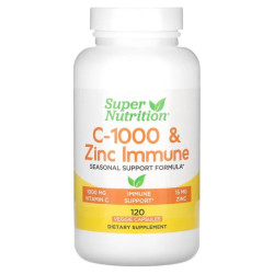 Иммунитет витамин C 1000 и цинк, Super Nutrition C-1000 & Zinc Immune, 120 растительных капсул