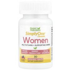 Мультивитамины для женщин жевательные, вкус лесных ягод, Super Nutrition SimplyOne Women Multivitamin, 30 жевательных таблеток