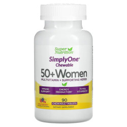 Мультивитамины для мужчин 50+ жевательные, вкус ягод, Super Nutrition 50+ Men Multivitamin, 90 жевательных таблеток
