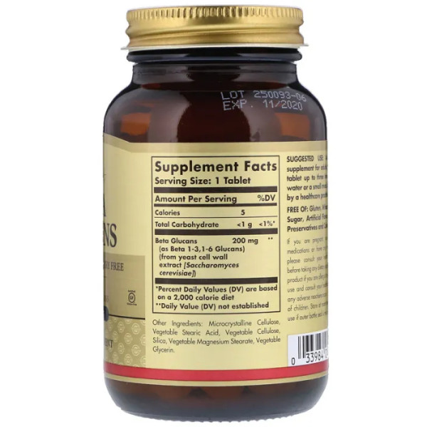 Бета глюкани, Beta Glucans, Solgar, 60 таблеток