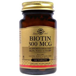 Биотин 300 мкг, Biotin Solgar, 100 таблеток