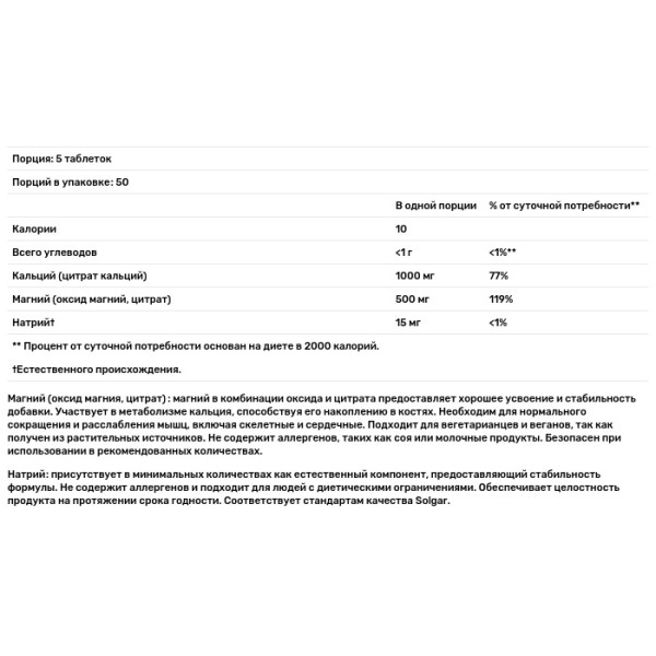 Цитрат кальцію магнію, Calcium Magnesium Citrate, Solgar, 250 таблеток