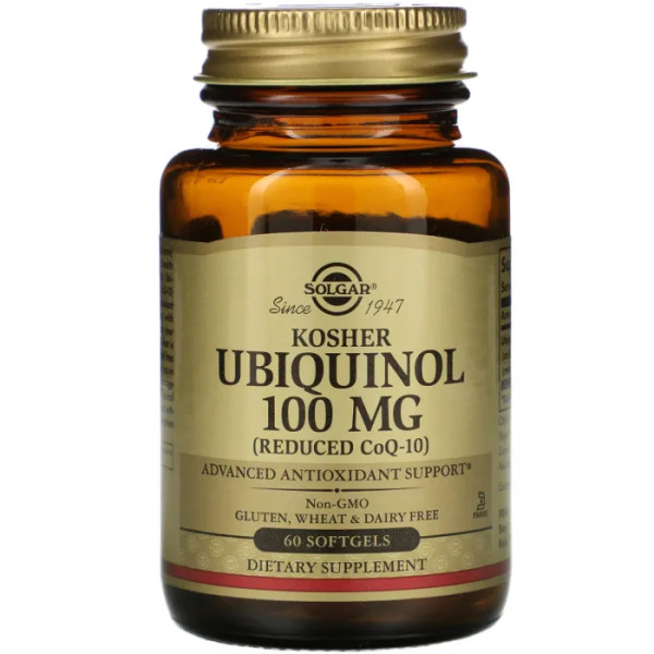 Убіхінол кошерний, Kosher Ubiquinol, Solgar, 100 мг, 60 гелевих капсул