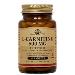 L-карнітин 500 мг, вільна форма, L-Carnitine Solgar, 30 таблеток