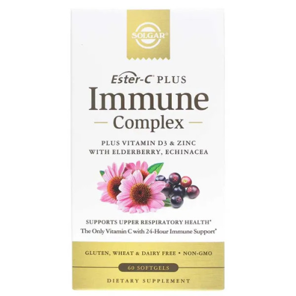 Естер С плюс комплекс для імунітету, Ester-C Plus Immune Complex, Solgar, 60 гелевих капсул