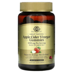 Яблочный уксус gummies 500 мг, Solgar Apple Cider Vinegar Gummies, вкус малины и граната, 100 жевательных конфет