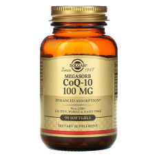 Коензим Q-10 100 мг, Solgar Megasorb CoQ-10, 90 гелевих капсул